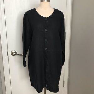 Flax Tunic Top in Black Linen